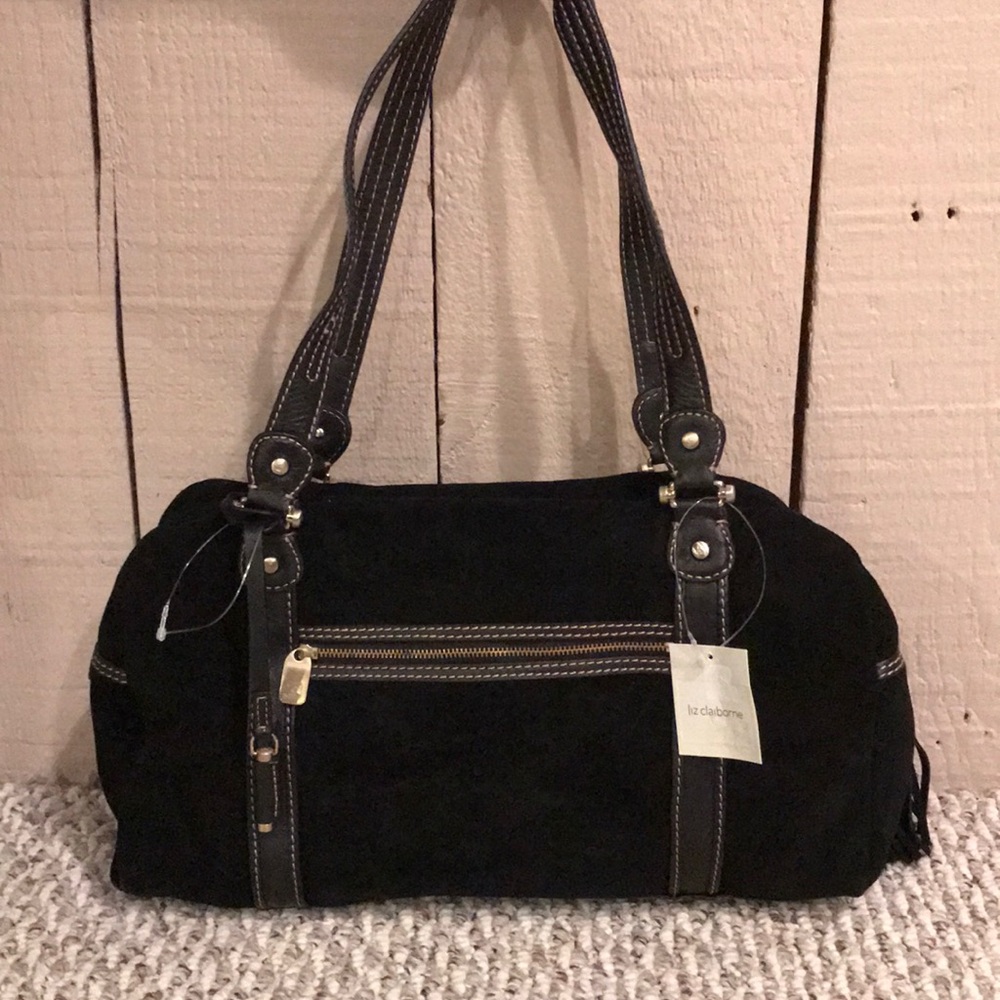 New - Liz Claiborne Black Suede Purse